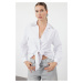 Trendyol White Collar Woven Poplin Shirt with Stone Accessories