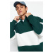 Trendyol Emerald Green Oversize/Wide Cut Snap Button Color Inside Polar Fleece Cotton Sweatshirt