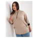 Dark beige sweatshirt in larger size with pockets