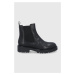 Kožené topánky Chelsea Vagabond Shoemakers dámske, čierna farba, na plochom podpätku