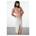 Trendyol Dusty Rose Flounced Hem Knitwear Cardigan