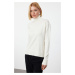 Trendyol Ecru Wool Wide Pattern Turtleneck Knitwear Sweater