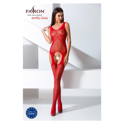 Passion BS061 red - Bodystocking Farba: Červená