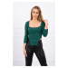 Ribbed blouse with neckline dark green