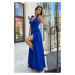 Modré šaty s viazaním na ramenách Camila