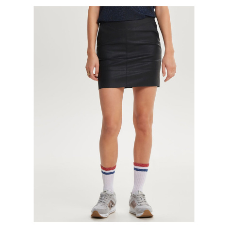Čierna koženková minisukňa ONLY Base