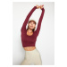 Trendyol Burgundy Seamless Crop Extra Stretchy Knitted Sports Top/Blouse