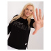 Black plus-size blouse with rhinestone applique