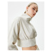 Koton Zipper High Neck Crop Bomber Jacket