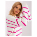 Fuchsia-ecru women's loose sweater