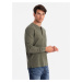 Ombre Button-up neck men's waffle knit longsleeve - olive