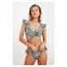 Trendyol Colorful Leopard Pattern Tied Detailed Bikini Bottom