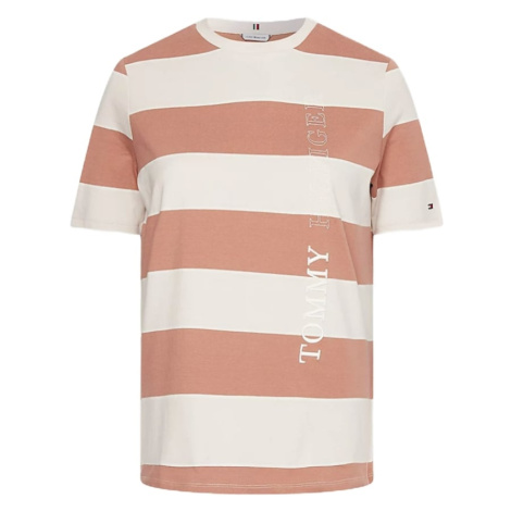 Tommy Hilfiger Tričko - REGULAR RUGBY STP C-NK TEE SS hnedé