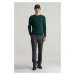 SVETER GANT COTTON CABLE C-NECK TARTAN GREEN