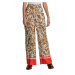 Nohavice La Martina Woman Wide Leg Pants Printed V Tropical Leaves