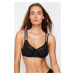 Trendyol Black Micro Tulle Detailed Rope Strap Non-wired Cupless Bralette Knitted Bra