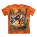 Detské batikované tričko The Mountain Bitka Dinosaurov - oranžové