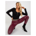 Burgundy insulated leggings made of ecological leather