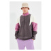 Trendyol Anthracite Regular/Normal Cut Zippered Color Block Fleece Warm Sweatshirt
