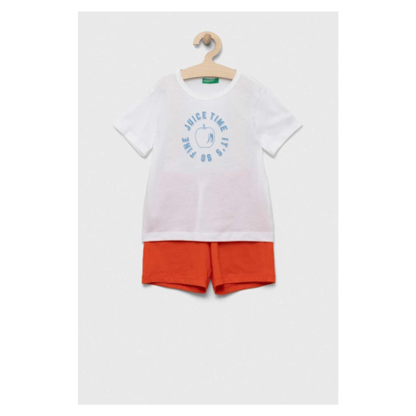 Detská bavlnená súprava United Colors of Benetton červená farba