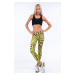 Yellow sports leggings with leopard print