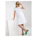 White cotton dress of larger size with ruffle at the back