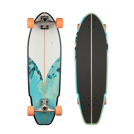 OXELO Longboard Surfskate Carve 540 Blue Green ORANŽOVÁ