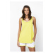 Women's pyjamas Ossa with wide straps, shorts - yellow/light melange