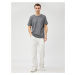 Koton Basic Knitted T-Shirt with Stripes Round Neck Short Sleeves