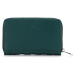 Dámska prešívaná kožená peňaženka s nitmi, stredne zelená 14-1-938-0