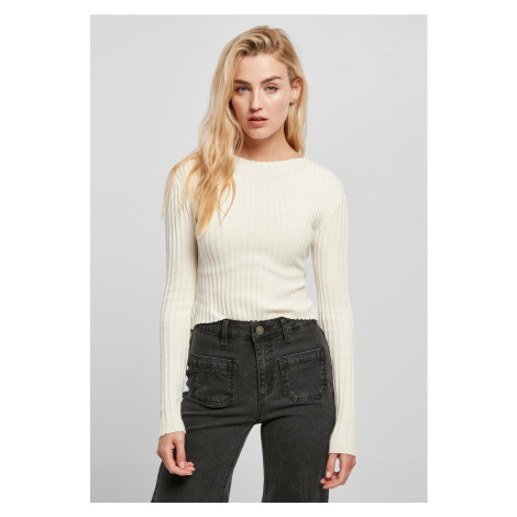 Women's sweater with short rib knit - white Urban Classics