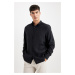 DEFACTO Relax Fit Polo Collar Poplin Long Sleeve Shirt