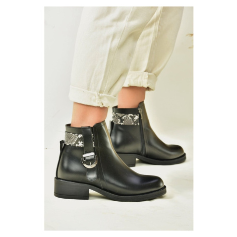 Fox Shoes Women's Black Low-Heeled Daily Boots