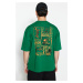 Trendyol Green Oversize/Wide Cut 100% Back Printed Short Sleeve T-Shirt