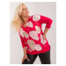 Red plus-size blouse with leaf print