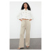 Trendyol Mink Linen Blend High Waist Wide Leg Trousers