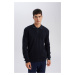 DEFACTO Navy Blue Standard Fit Polo Collar Buttoned Knitwear Sweater