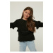 Trendyol Black Tasseled Girl Knitted Thin T-Shirt