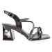 DGN 615-23y Women's Silver Stone Bow and Crystal Stones Heeled Sandals.