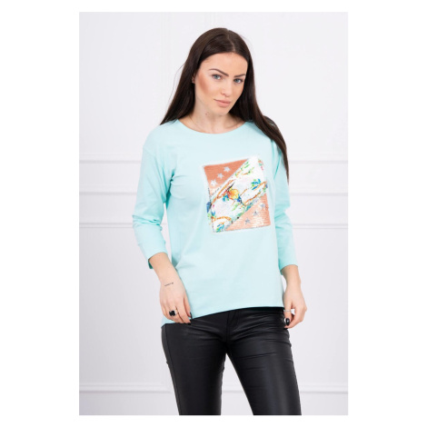 Blouse with 3D Bird mint graphics