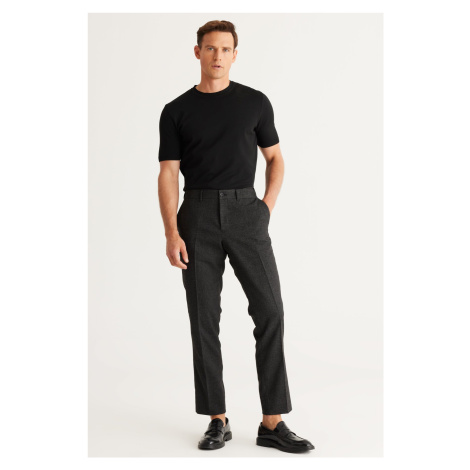 ALTINYILDIZ CLASSICS Men's Black Comfort Fit Elastic Waist Patterned Flexible Classic Fabric Tro