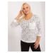 Ecru-black plus-size blouse with print