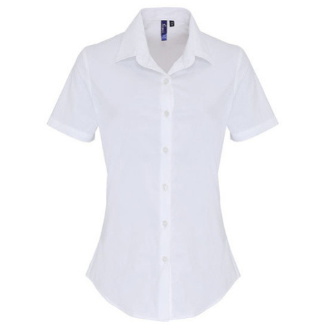 Premier Workwear Dámska bavlnená košeľa s krátkym rukávom PR346 White