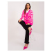 Fluo pink oversize sweater with button closure