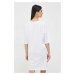 Bavlnené šaty Armani Exchange biela farba, mini, oversize