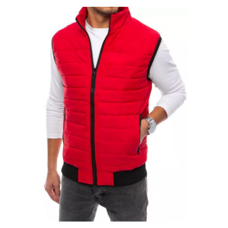 Pánska prešívaná vesta bez kapucne v červenej farbe DStreet