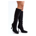 Women's insulated high-heeled boots - black Isot