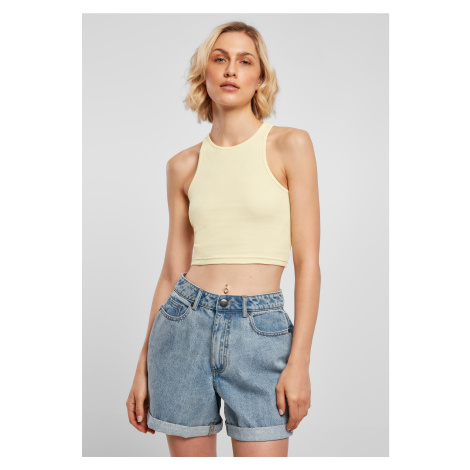 Women's T-Shirt Cropped Rib Top Soft Yellow Urban Classics