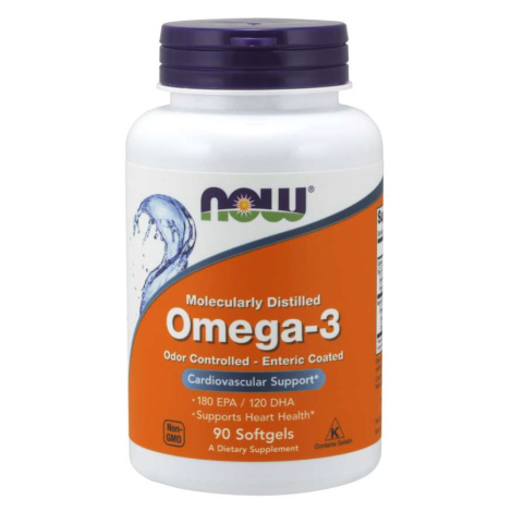 NOW® Foods NOW Omega-3, molekulárne destilované a enterosolventné kapsule, 90 softgélových kapsú