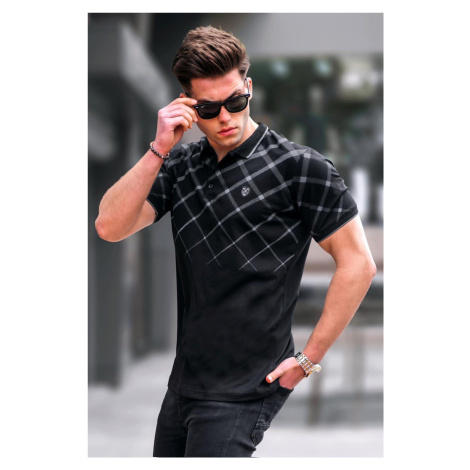 Madmext Men's Black Buttoned Polo Neck T-Shirt 5867